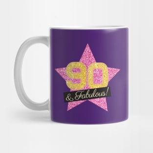 90th Birthday Gifts Women Fabulous - Pink Gold Mug